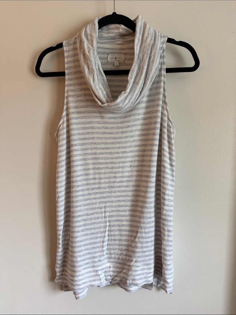 Lou & Grey Striped Cowl Neck Tank - White & Light Gray size M